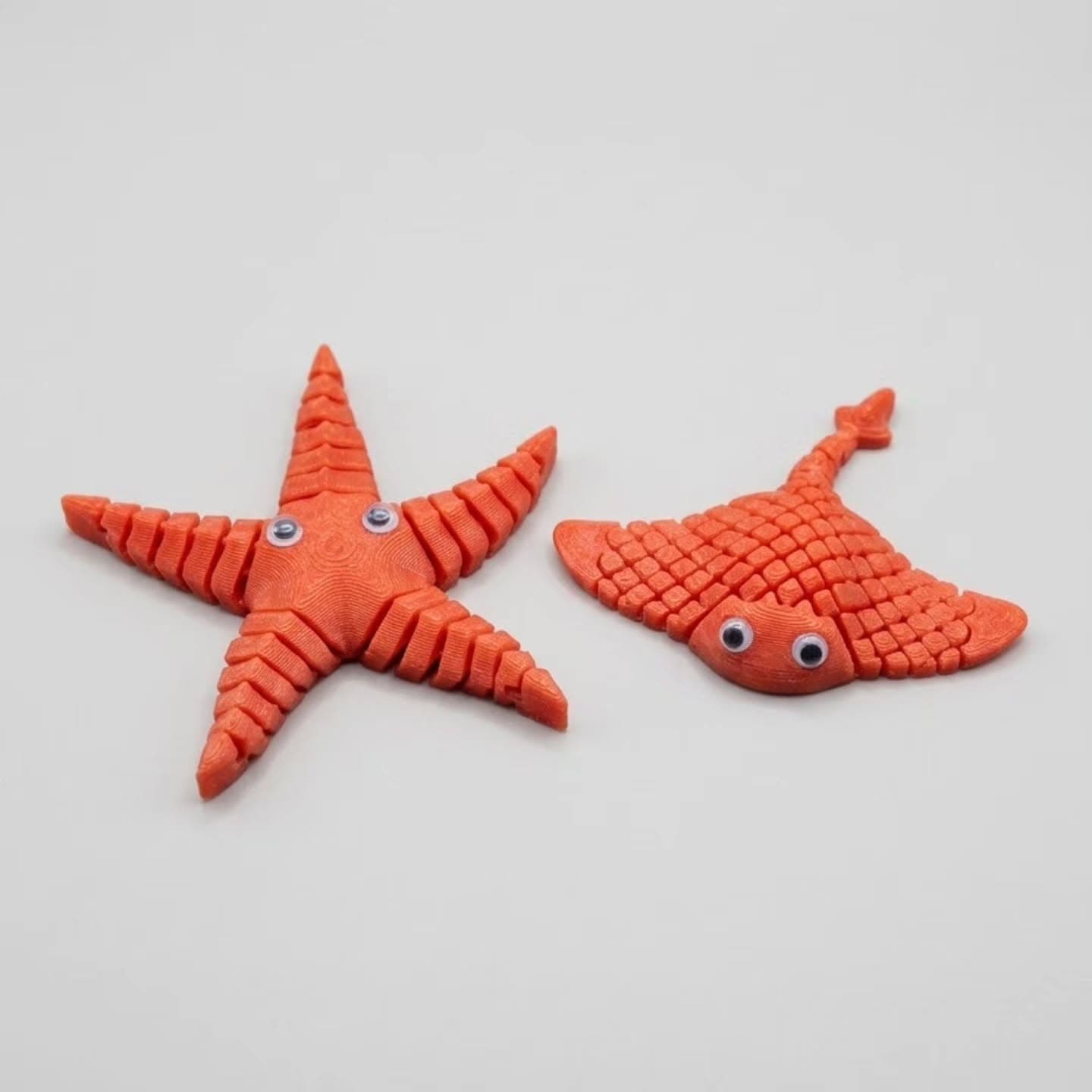 Estrela-do-mar e arraia articuladas direto do fundo do mar para a impressão 3D.